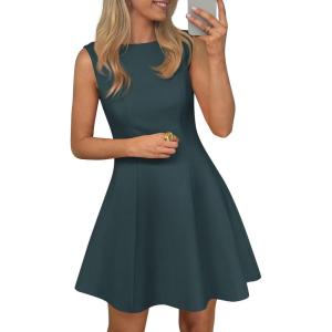 image:imagePRETTYGARDEN Cocktail Dresses for Women 2026 Summer Formal Boat Neck A Line Spring Elegant Graduation Party Mini DressDark Cyan