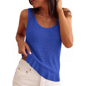 image:imagePRETTYGARDEN Crochet Tops for Women 2026 Spring Sleeveless Sweater Tops Summer Boho Tank Resort Wear Beach Vacation ClothesBlue