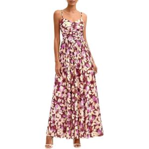 image:imagePRETTYGARDEN Women Summer Floral Maxi Dress 2026 Spirng Spaghetti Strap Mesh Boho Sundress Party Beach Vacation Long DressesFloral Brown Beige