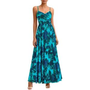 image:imagePRETTYGARDEN Women Summer Floral Maxi Dress 2026 Spirng Spaghetti Strap Mesh Boho Sundress Party Beach Vacation Long DressesLake Blue Floral