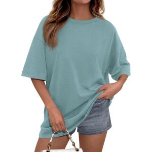 image:imagePRETTYGARDEN Womens 2026 Spring Going Out Tops Casual Short Sleeve Crewneck Loose Fit Basic Oversized T Shirts Summer OutfitsSage Green