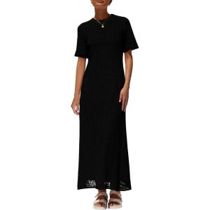 image:imagePRETTYGARDEN Womens Eyelet Cover Up Dress 2026 Summer Vacation Resort Maxi Dresses Beach Short Sleeve Hollow Out SundressBlack