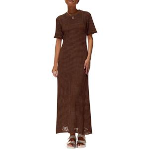 image:imagePRETTYGARDEN Womens Eyelet Cover Up Dress 2026 Summer Vacation Resort Maxi Dresses Beach Short Sleeve Hollow Out SundressBrown