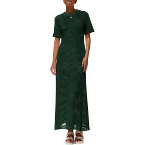 image:imagePRETTYGARDEN Womens Eyelet Cover Up Dress 2026 Summer Vacation Resort Maxi Dresses Beach Short Sleeve Hollow Out SundressDark Green