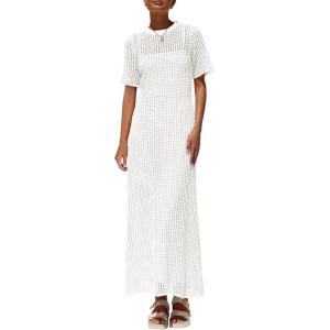 image:imagePRETTYGARDEN Womens Eyelet Cover Up Dress 2026 Summer Vacation Resort Maxi Dresses Beach Short Sleeve Hollow Out SundressWhite