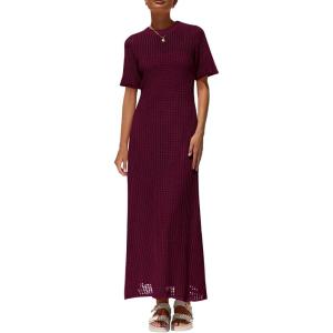 image:imagePRETTYGARDEN Womens Eyelet Cover Up Dress 2026 Summer Vacation Resort Maxi Dresses Beach Short Sleeve Hollow Out SundressWine Red