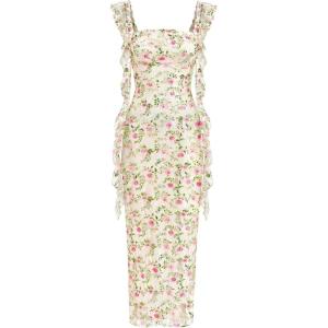 image:imagePRETTYGARDEN Womens Spring Formal Dress 2026 Summer Elegant Sleeveless Floral Lace Cocktail Wedding Guest Maxi Long DressesBeige Flowers