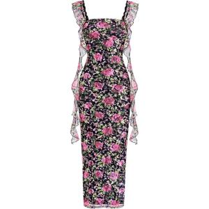 image:imagePRETTYGARDEN Womens Spring Formal Dress 2026 Summer Elegant Sleeveless Floral Lace Cocktail Wedding Guest Maxi Long DressesBlack Pink Flower