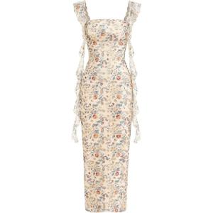 image:imagePRETTYGARDEN Womens Spring Formal Dress 2026 Summer Elegant Sleeveless Floral Lace Cocktail Wedding Guest Maxi Long DressesFloral Apricot