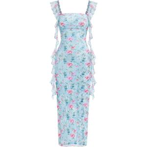 image:imagePRETTYGARDEN Womens Spring Formal Dress 2026 Summer Elegant Sleeveless Floral Lace Cocktail Wedding Guest Maxi Long DressesFloral Light Blue