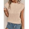 image:imagePRETTYGARDEN Blouses for Women Dressy Casual 2026 Spring Summer Business Office Tops Cap Sleeve Textured Cute Work ShirtApricot