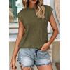image:imagePRETTYGARDEN Blouses for Women Dressy Casual 2026 Spring Summer Business Office Tops Cap Sleeve Textured Cute Work ShirtArmy Green