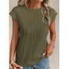 image:imagePRETTYGARDEN Blouses for Women Dressy Casual 2026 Spring Summer Business Office Tops Cap Sleeve Textured Cute Work ShirtArmy Green