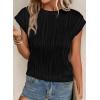 image:imagePRETTYGARDEN Blouses for Women Dressy Casual 2026 Spring Summer Business Office Tops Cap Sleeve Textured Cute Work ShirtBlack