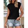 image:imagePRETTYGARDEN Blouses for Women Dressy Casual 2026 Spring Summer Business Office Tops Cap Sleeve Textured Cute Work ShirtBlack