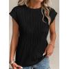 image:imagePRETTYGARDEN Blouses for Women Dressy Casual 2026 Spring Summer Business Office Tops Cap Sleeve Textured Cute Work ShirtBlack