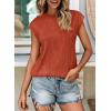 image:imagePRETTYGARDEN Blouses for Women Dressy Casual 2026 Spring Summer Business Office Tops Cap Sleeve Textured Cute Work ShirtBrick Red