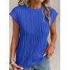 image:imagePRETTYGARDEN Blouses for Women Dressy Casual 2026 Spring Summer Business Office Tops Cap Sleeve Textured Cute Work ShirtBrilliant Blue