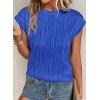 image:imagePRETTYGARDEN Blouses for Women Dressy Casual 2026 Spring Summer Business Office Tops Cap Sleeve Textured Cute Work ShirtBrilliant Blue