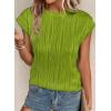 image:imagePRETTYGARDEN Blouses for Women Dressy Casual 2026 Spring Summer Business Office Tops Cap Sleeve Textured Cute Work ShirtGrass Green