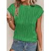 image:imagePRETTYGARDEN Blouses for Women Dressy Casual 2026 Spring Summer Business Office Tops Cap Sleeve Textured Cute Work ShirtGreen