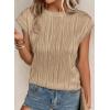 image:imagePRETTYGARDEN Blouses for Women Dressy Casual 2026 Spring Summer Business Office Tops Cap Sleeve Textured Cute Work ShirtKhaki