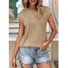 image:imagePRETTYGARDEN Blouses for Women Dressy Casual 2026 Spring Summer Business Office Tops Cap Sleeve Textured Cute Work ShirtKhaki