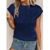 image:imagePRETTYGARDEN Blouses for Women Dressy Casual 2026 Spring Summer Business Office Tops Cap Sleeve Textured Cute Work ShirtNavy