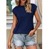 image:imagePRETTYGARDEN Blouses for Women Dressy Casual 2026 Spring Summer Business Office Tops Cap Sleeve Textured Cute Work ShirtNavy