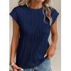 image:imagePRETTYGARDEN Blouses for Women Dressy Casual 2026 Spring Summer Business Office Tops Cap Sleeve Textured Cute Work ShirtNavy