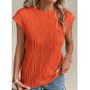 image:imagePRETTYGARDEN Blouses for Women Dressy Casual 2026 Spring Summer Business Office Tops Cap Sleeve Textured Cute Work ShirtOrange