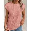 image:imagePRETTYGARDEN Blouses for Women Dressy Casual 2026 Spring Summer Business Office Tops Cap Sleeve Textured Cute Work ShirtPink