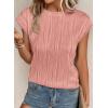 image:imagePRETTYGARDEN Blouses for Women Dressy Casual 2026 Spring Summer Business Office Tops Cap Sleeve Textured Cute Work ShirtPink