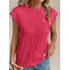 image:imagePRETTYGARDEN Blouses for Women Dressy Casual 2026 Spring Summer Business Office Tops Cap Sleeve Textured Cute Work ShirtRed
