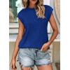 image:imagePRETTYGARDEN Blouses for Women Dressy Casual 2026 Spring Summer Business Office Tops Cap Sleeve Textured Cute Work ShirtRoyal Blue