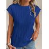 image:imagePRETTYGARDEN Blouses for Women Dressy Casual 2026 Spring Summer Business Office Tops Cap Sleeve Textured Cute Work ShirtRoyal Blue