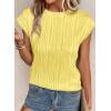 image:imagePRETTYGARDEN Blouses for Women Dressy Casual 2026 Spring Summer Business Office Tops Cap Sleeve Textured Cute Work ShirtTender Yellow