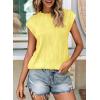 image:imagePRETTYGARDEN Blouses for Women Dressy Casual 2026 Spring Summer Business Office Tops Cap Sleeve Textured Cute Work ShirtTender Yellow