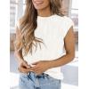 image:imagePRETTYGARDEN Blouses for Women Dressy Casual 2026 Spring Summer Business Office Tops Cap Sleeve Textured Cute Work ShirtWhite