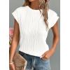 image:imagePRETTYGARDEN Blouses for Women Dressy Casual 2026 Spring Summer Business Office Tops Cap Sleeve Textured Cute Work ShirtWhite