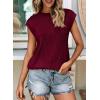 image:imagePRETTYGARDEN Blouses for Women Dressy Casual 2026 Spring Summer Business Office Tops Cap Sleeve Textured Cute Work ShirtWine Red