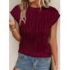 image:imagePRETTYGARDEN Blouses for Women Dressy Casual 2026 Spring Summer Business Office Tops Cap Sleeve Textured Cute Work ShirtWine Red