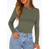 image:imagePRETTYGARDEN Bodysuits for Women 2026 Spring Long Sleeve Shirts Fitted Basic Ribbed Layering Tops Fall Fashion Winter ClothesArmy Green
