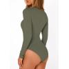 image:imagePRETTYGARDEN Bodysuits for Women 2026 Spring Long Sleeve Shirts Fitted Basic Ribbed Layering Tops Fall Fashion Winter ClothesArmy Green