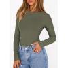 image:imagePRETTYGARDEN Bodysuits for Women 2026 Spring Long Sleeve Shirts Fitted Basic Ribbed Layering Tops Fall Fashion Winter ClothesArmy Green