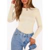 image:imagePRETTYGARDEN Bodysuits for Women 2026 Spring Long Sleeve Shirts Fitted Basic Ribbed Layering Tops Fall Fashion Winter ClothesBeige