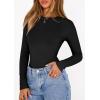image:imagePRETTYGARDEN Bodysuits for Women 2026 Spring Long Sleeve Shirts Fitted Basic Ribbed Layering Tops Fall Fashion Winter ClothesBlack