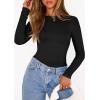 image:imagePRETTYGARDEN Bodysuits for Women 2026 Spring Long Sleeve Shirts Fitted Basic Ribbed Layering Tops Fall Fashion Winter ClothesBlack