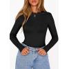 image:imagePRETTYGARDEN Bodysuits for Women 2026 Spring Long Sleeve Shirts Fitted Basic Ribbed Layering Tops Fall Fashion Winter ClothesBlack