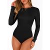 image:imagePRETTYGARDEN Bodysuits for Women 2026 Spring Long Sleeve Shirts Fitted Basic Ribbed Layering Tops Fall Fashion Winter ClothesBlack